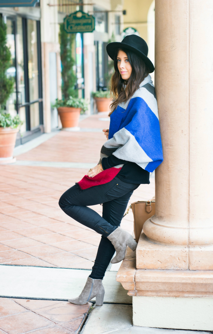 Colorblock Scarf + Tan Booties