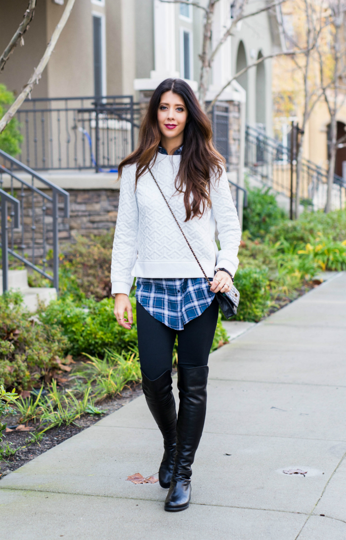 Cropped Sweater with Over the Knee Boots