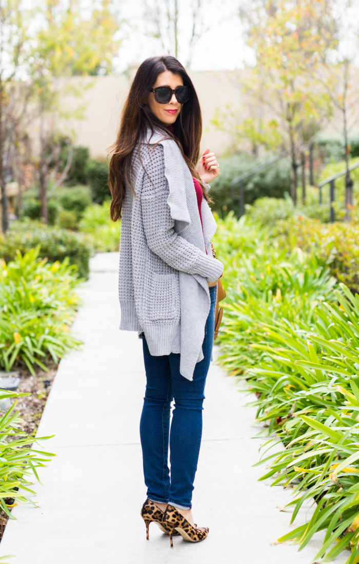 Grey Sweater + Leopard Pumps