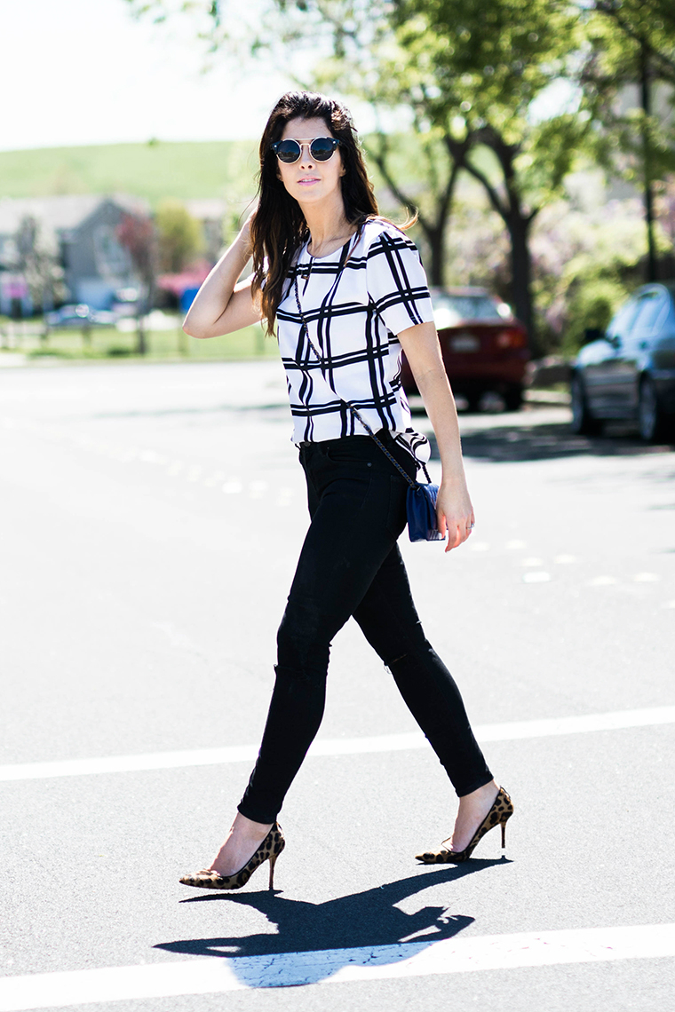 White & Black, Pop of leopard & blue