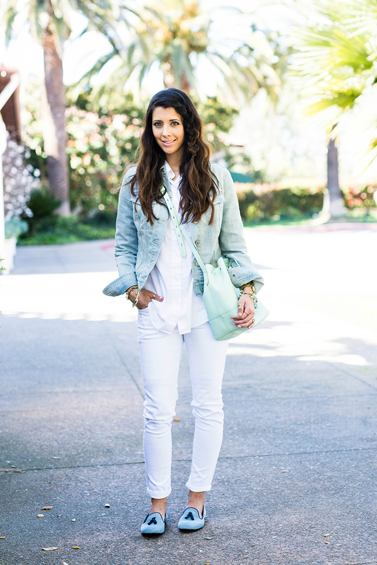 all white, denim, mint & blues