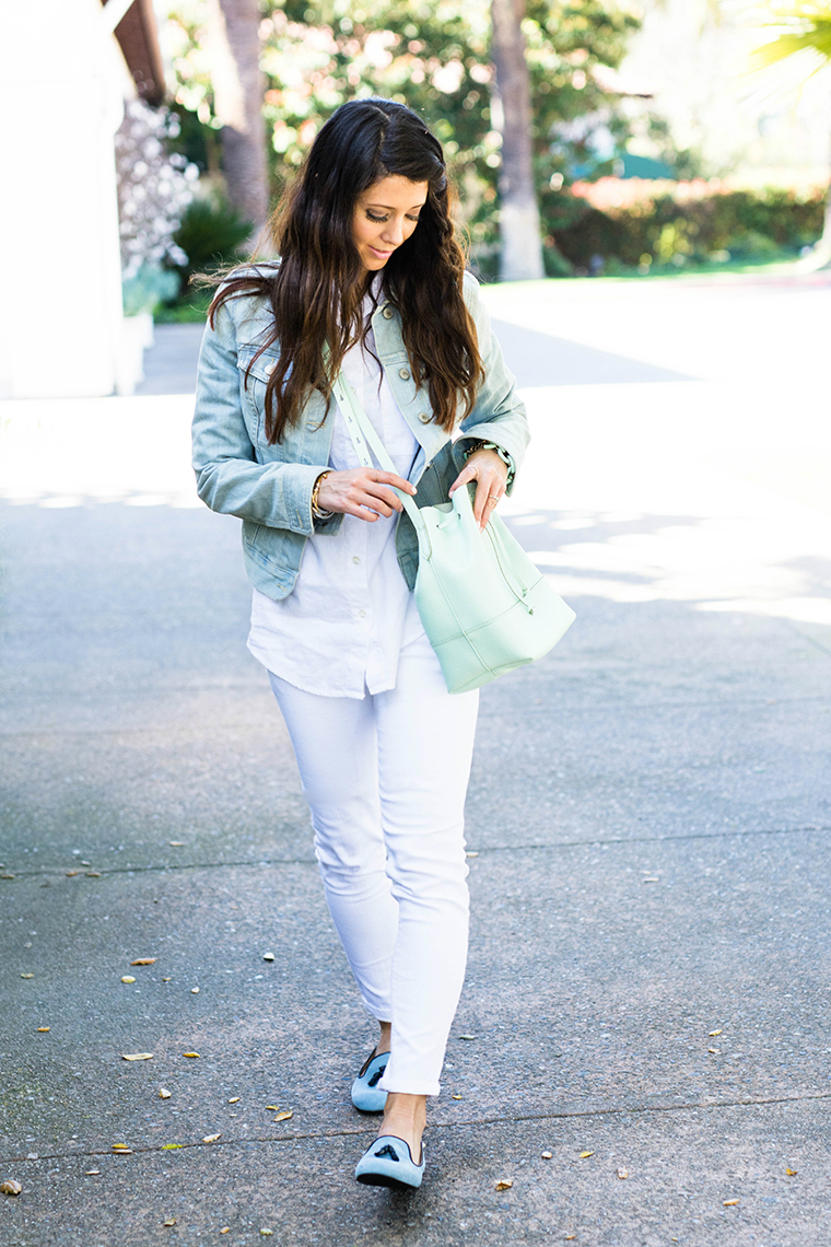 denim, mint, white