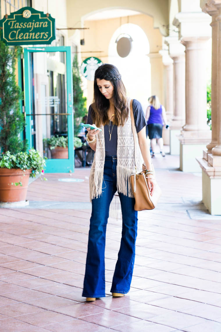 Fringe, flare jeans