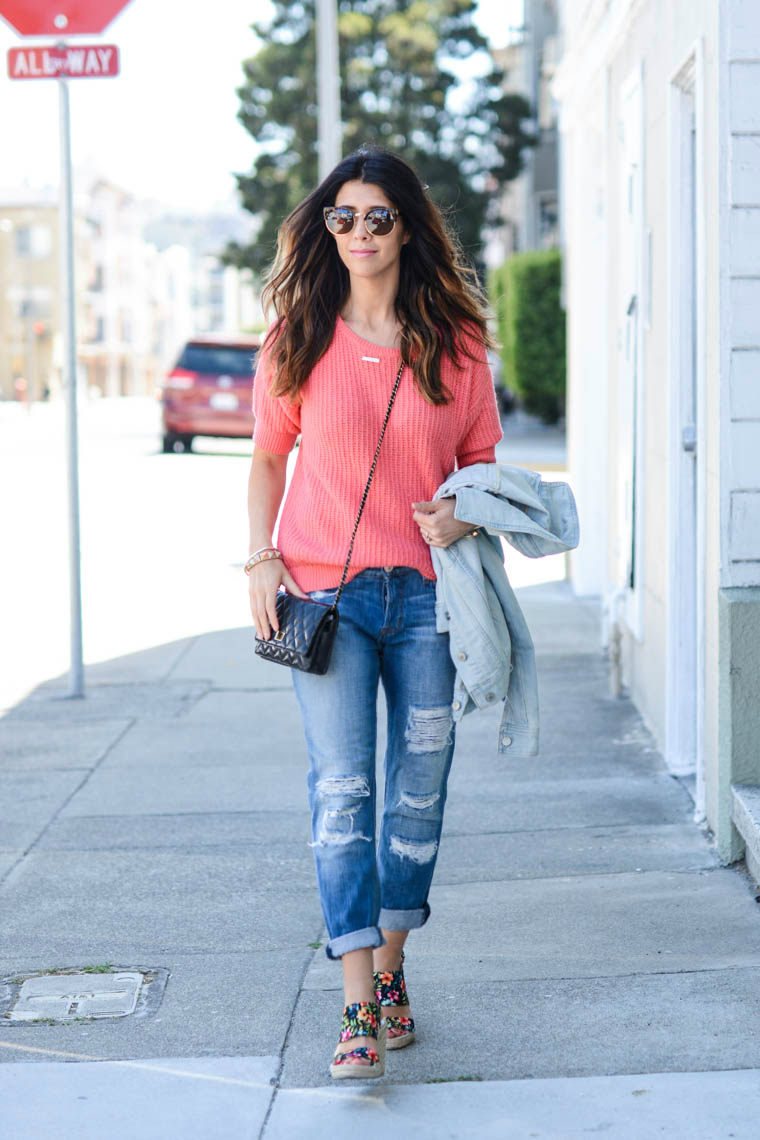 Bf Jeans, Coral Sweater