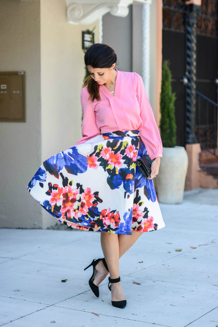 Floral Colorful Midi Skirt