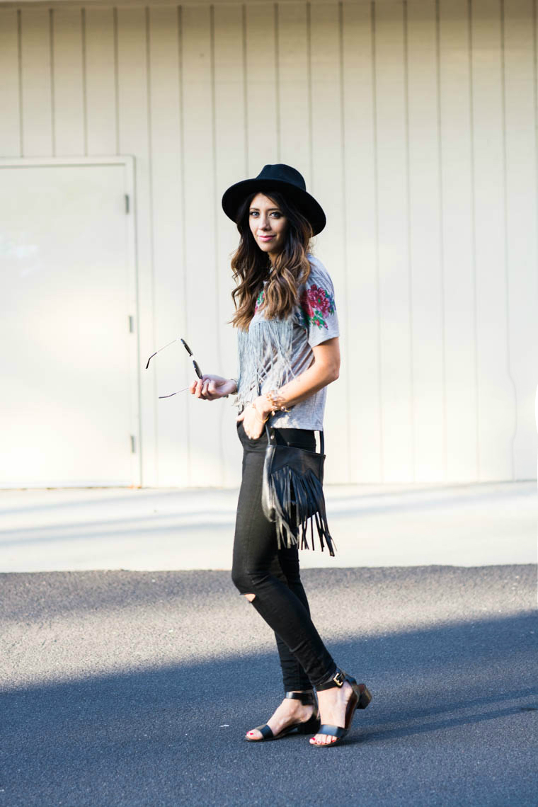 Fringe Top, Black Jeans