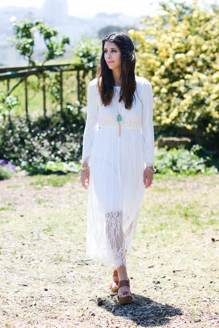 Summer, White, Long, Lace, Dress