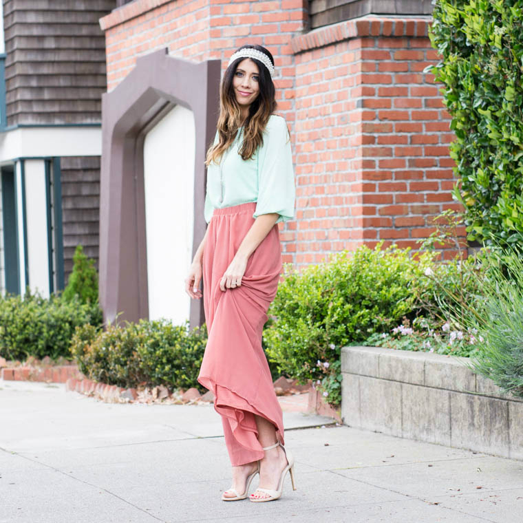 Bright colors, headband, pastel heels