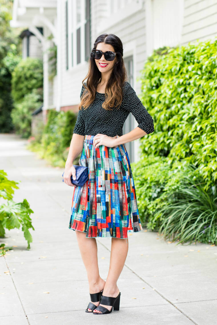 Color midi skirt