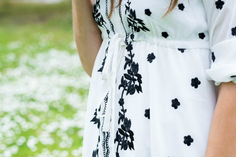 White with black flowers