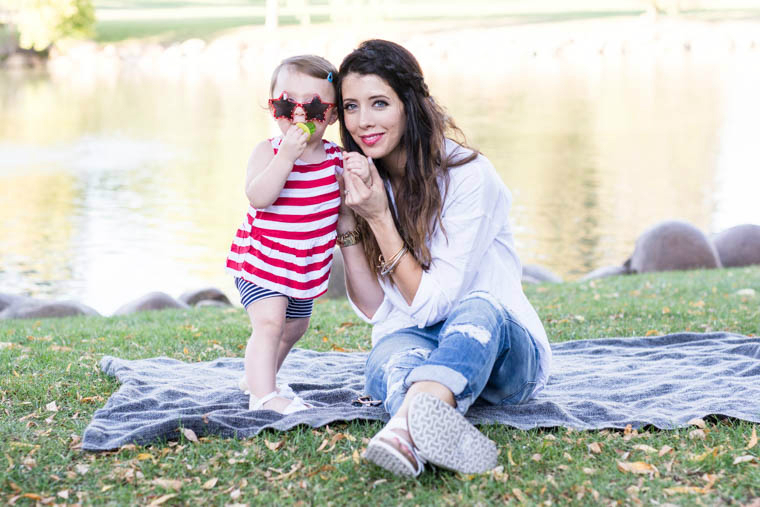 mother, daugther, red, white & blue