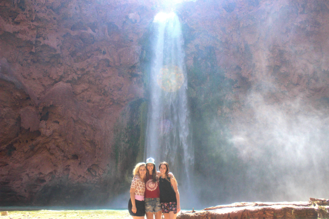 Sisters, Waterfall, Grand Canyon, Havasuapi - Havasupai trip by popular San Francisco blogger, The Girl in The Yellow Dress