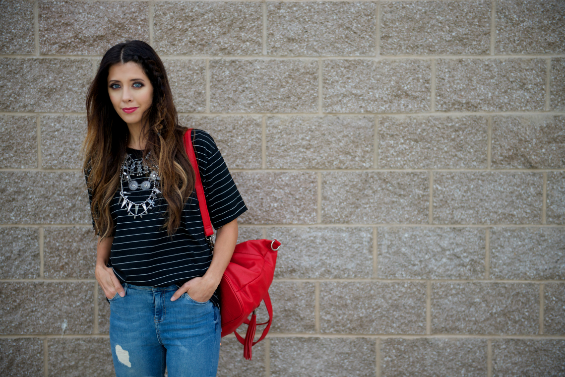 Red Bag, Striped Top