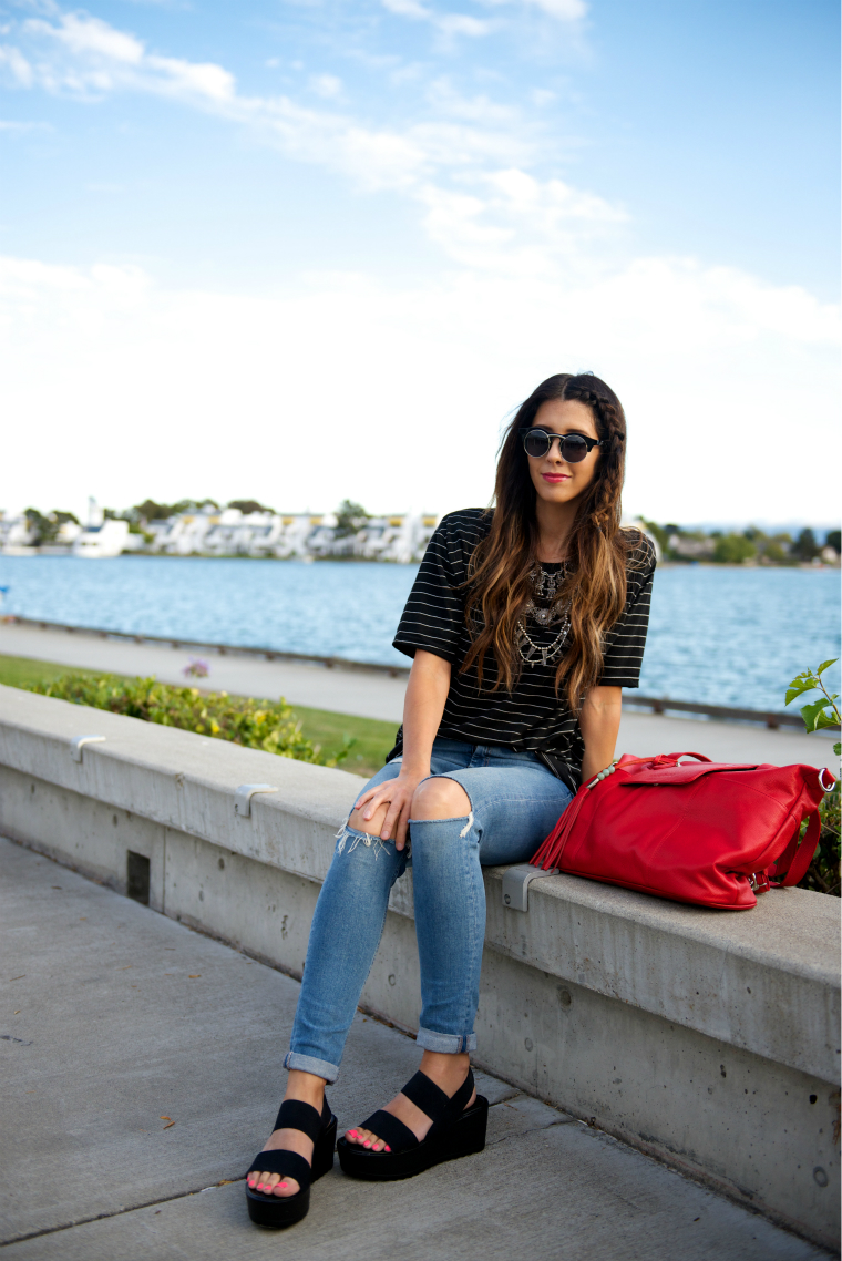 Ripped Skinny Jeans, Striped Tee