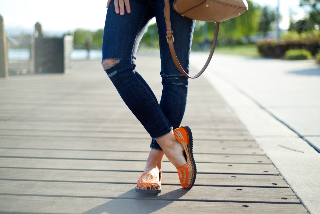 Sandals, Distressed Jeans