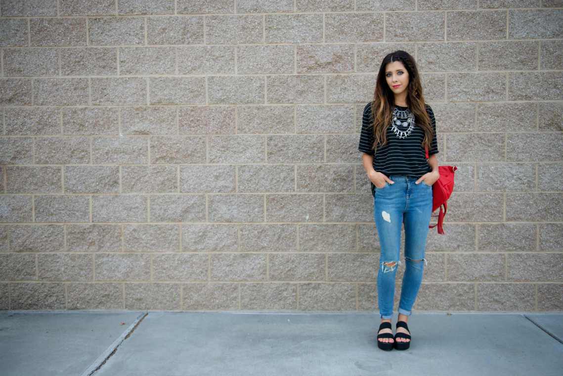 Skinny Jeans, Striped Tee