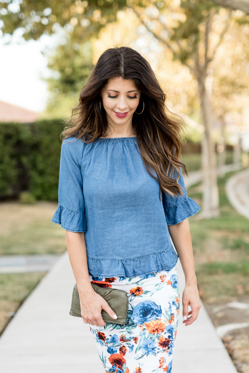 Ruffle Denim Top