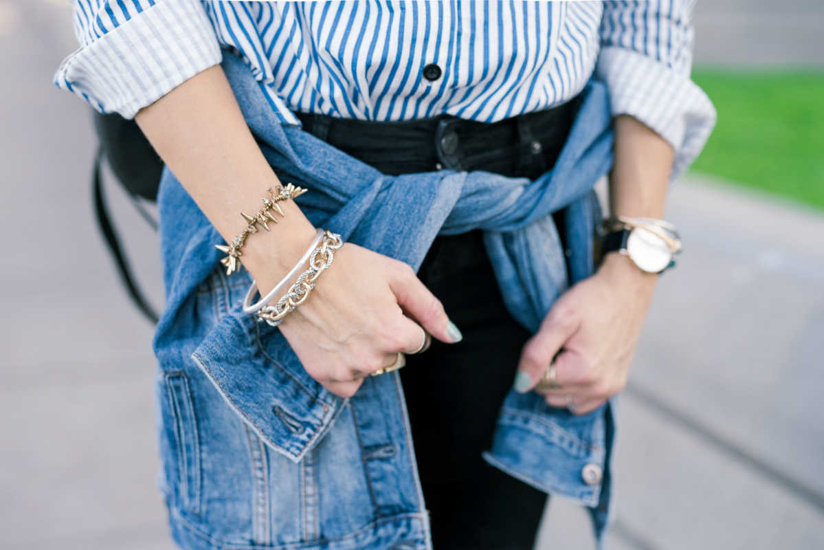 Striped Tee & Denim Jacket