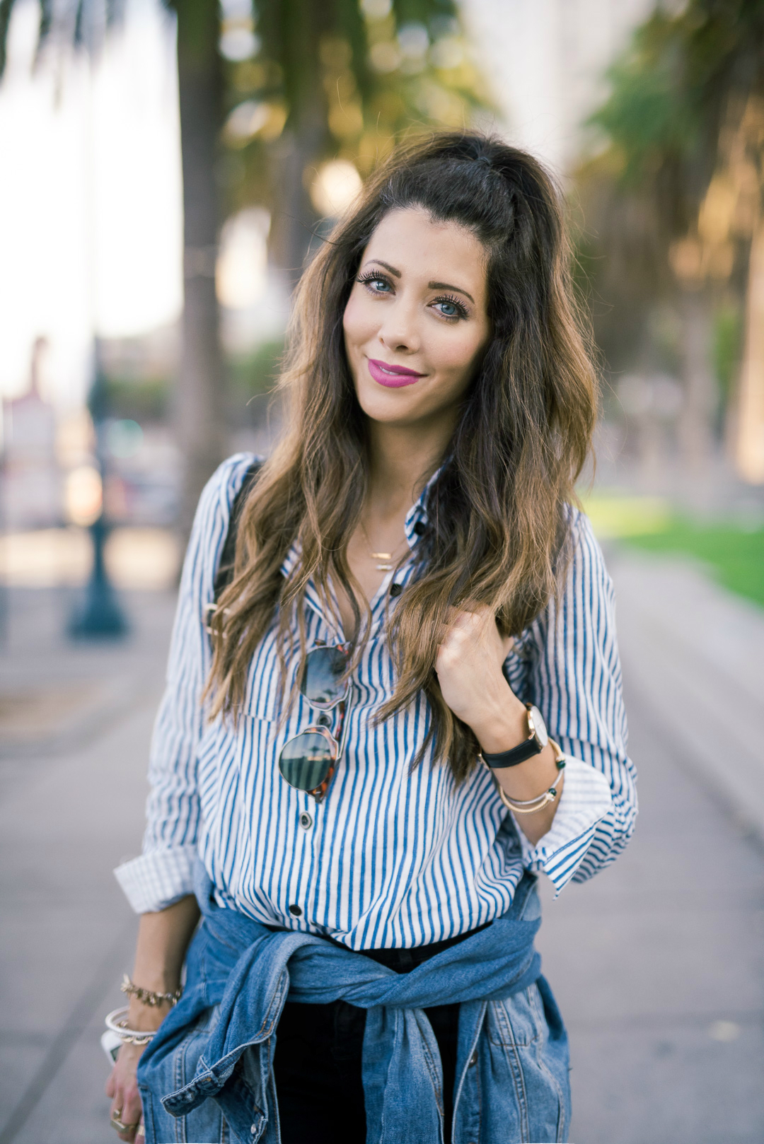 The Girl in the Yellow Dress, Striped Top, Denim Jacket