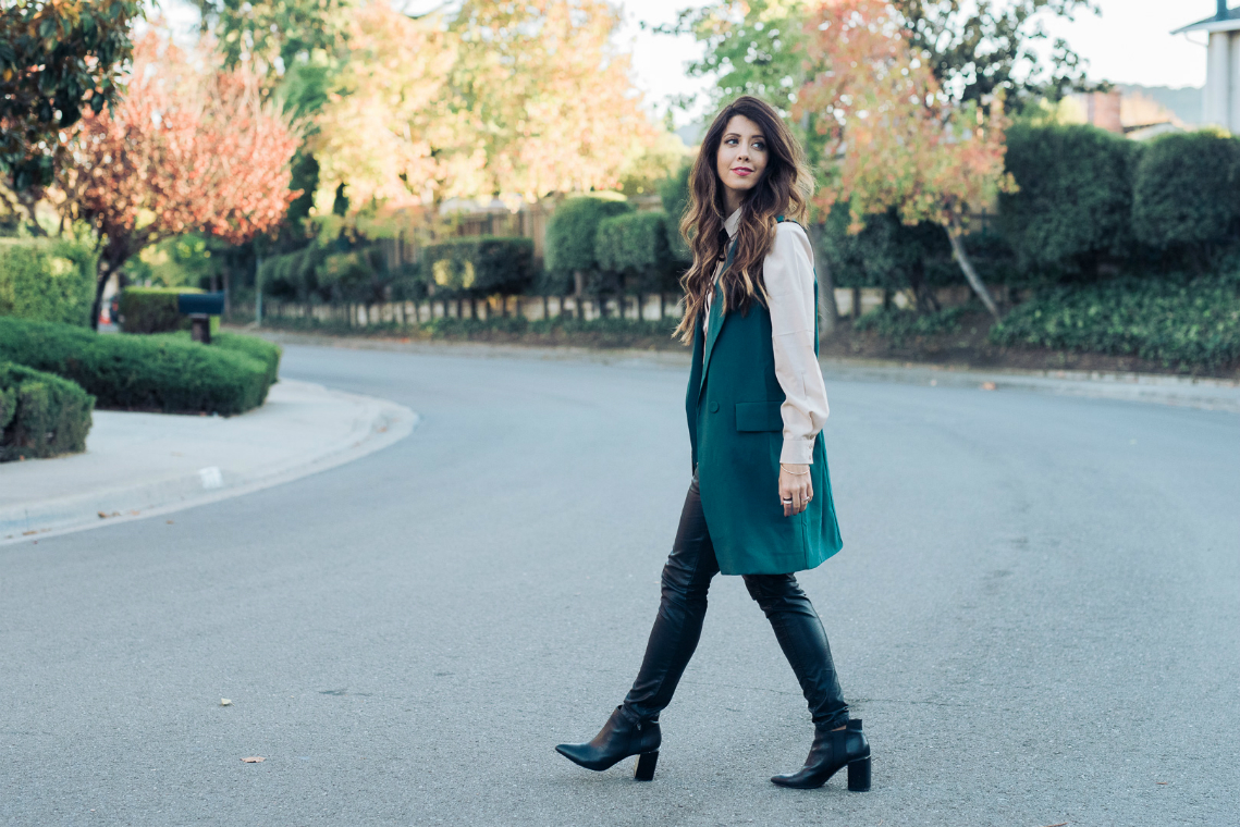 green jacket and leather pants (8) | The Girl in the Yellow Dress