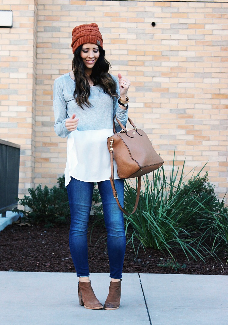 Beanie, Booties and Comfy Top