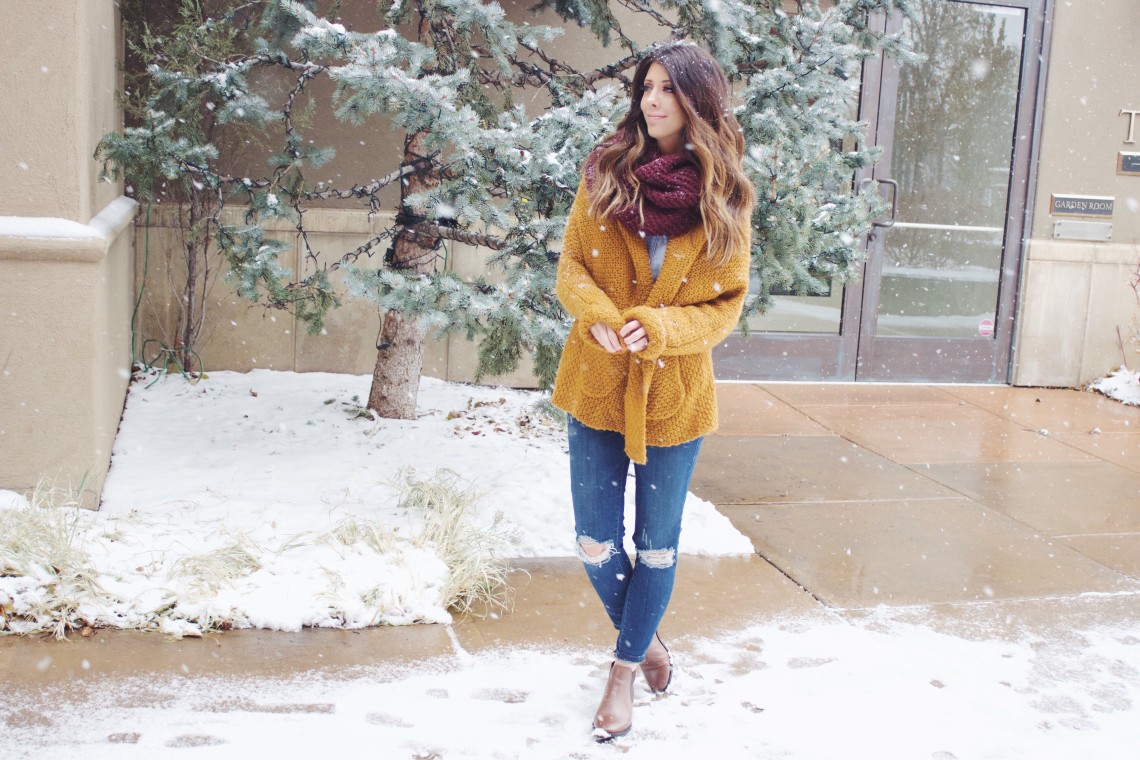 Comfy Scarf & Sweater + Ankle Booties