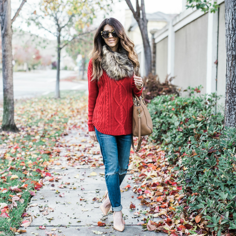 red sweater fall style (14)