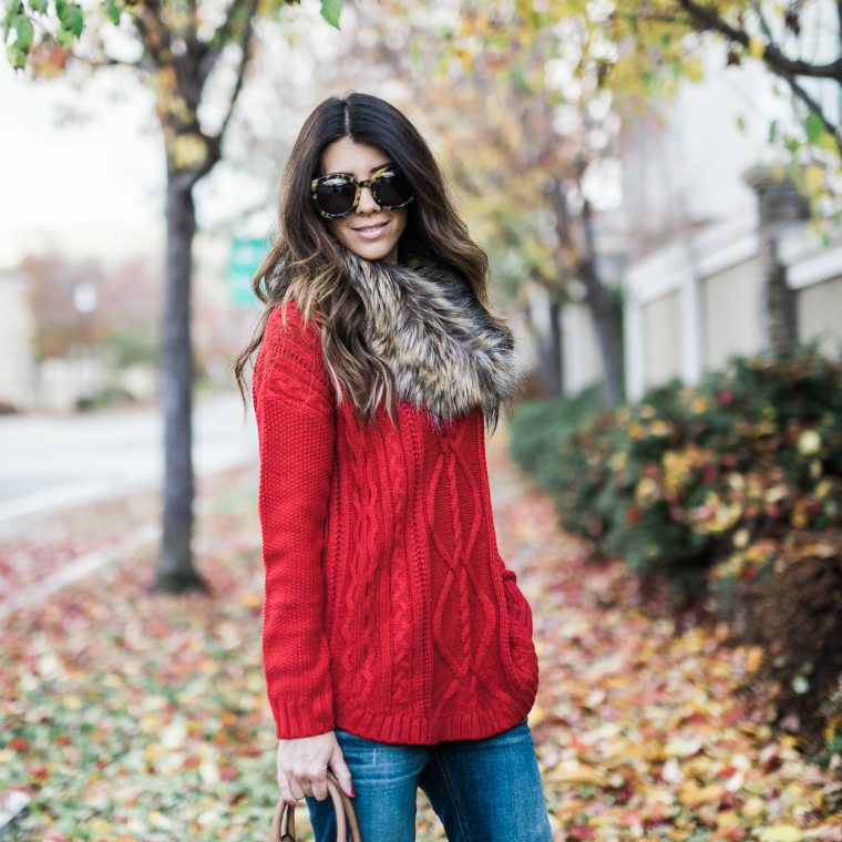 red sweater fall style (6)