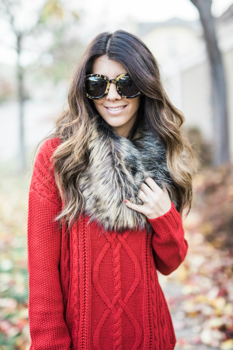 red sweater fall style (8)