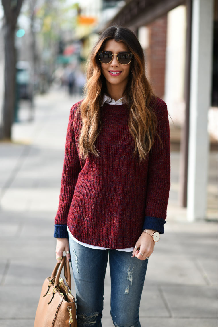 Red,Maroon Sweater