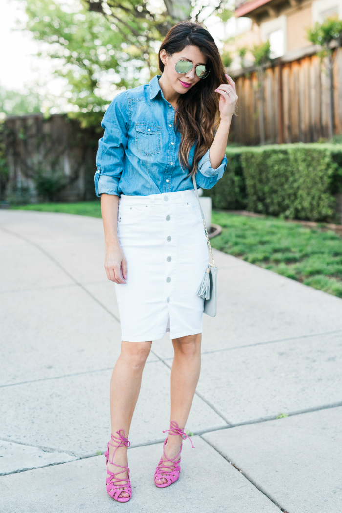 3 ways to wear a denim shirt | The Girl in the Yellow Dress