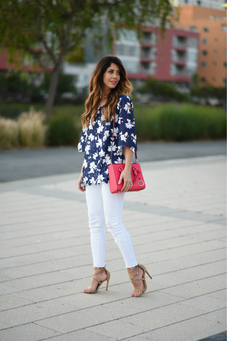 Lace top + White Jeans | The Girl in the Yellow Dress