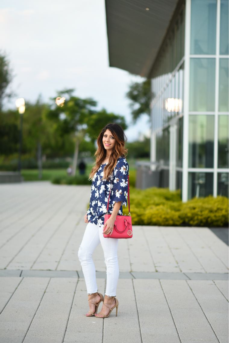 Lace top + White Jeans | The Girl in the Yellow Dress