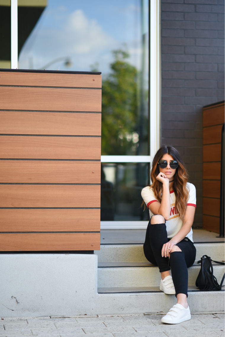 Graphic Tee, Skinny Black Jeans | The Girl in the Yellow Dress