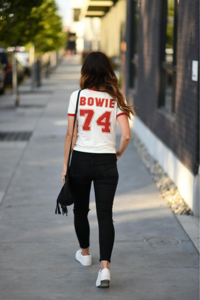 Graphic Tee, Skinny Black Jeans | The Girl in the Yellow Dress