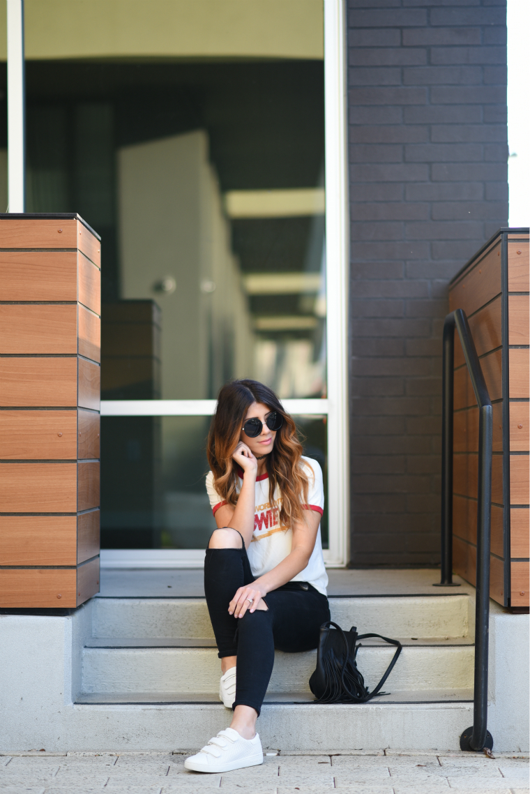 Graphic Tee, Skinny Black Jeans | The Girl in the Yellow Dress