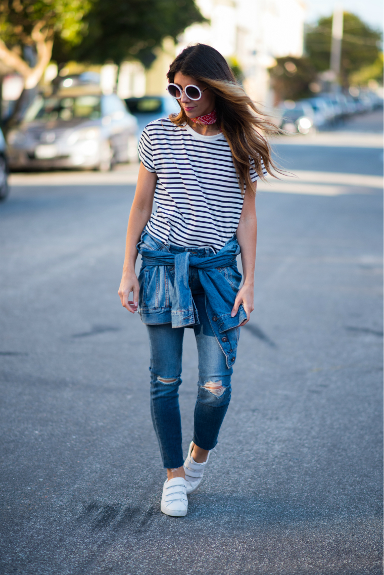 Striped Tee + Denim | The Girl in the Yellow Dress