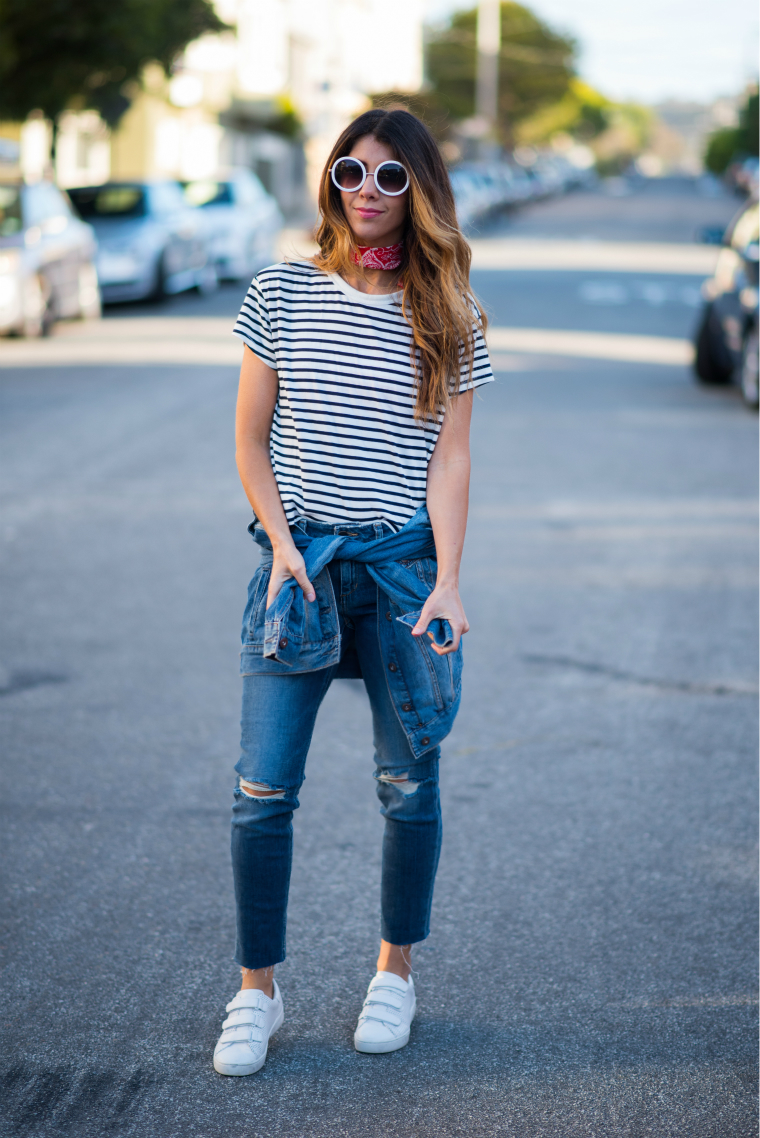 Striped Tee + Denim | The Girl in the Yellow Dress