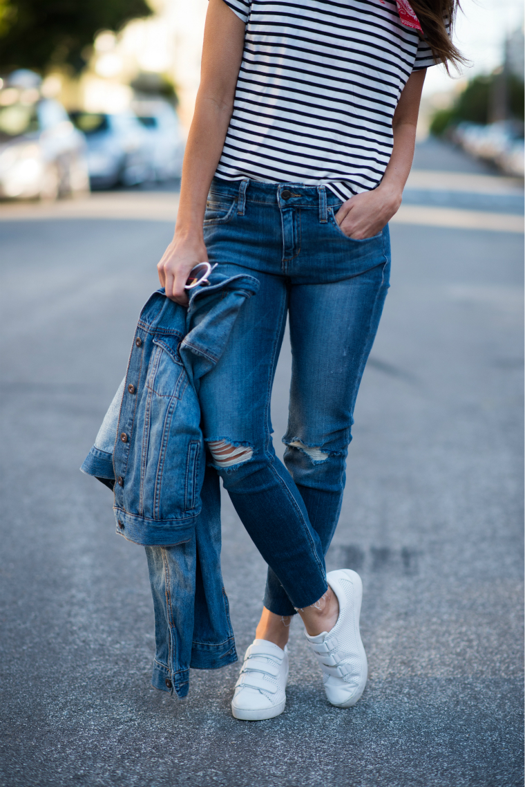 Striped Tee + Denim | The Girl in the Yellow Dress