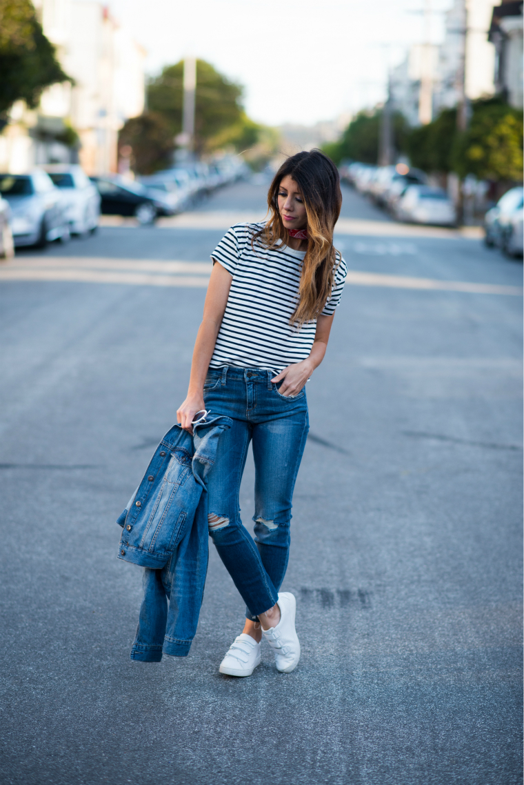 Striped Tee + Denim | The Girl in the Yellow Dress