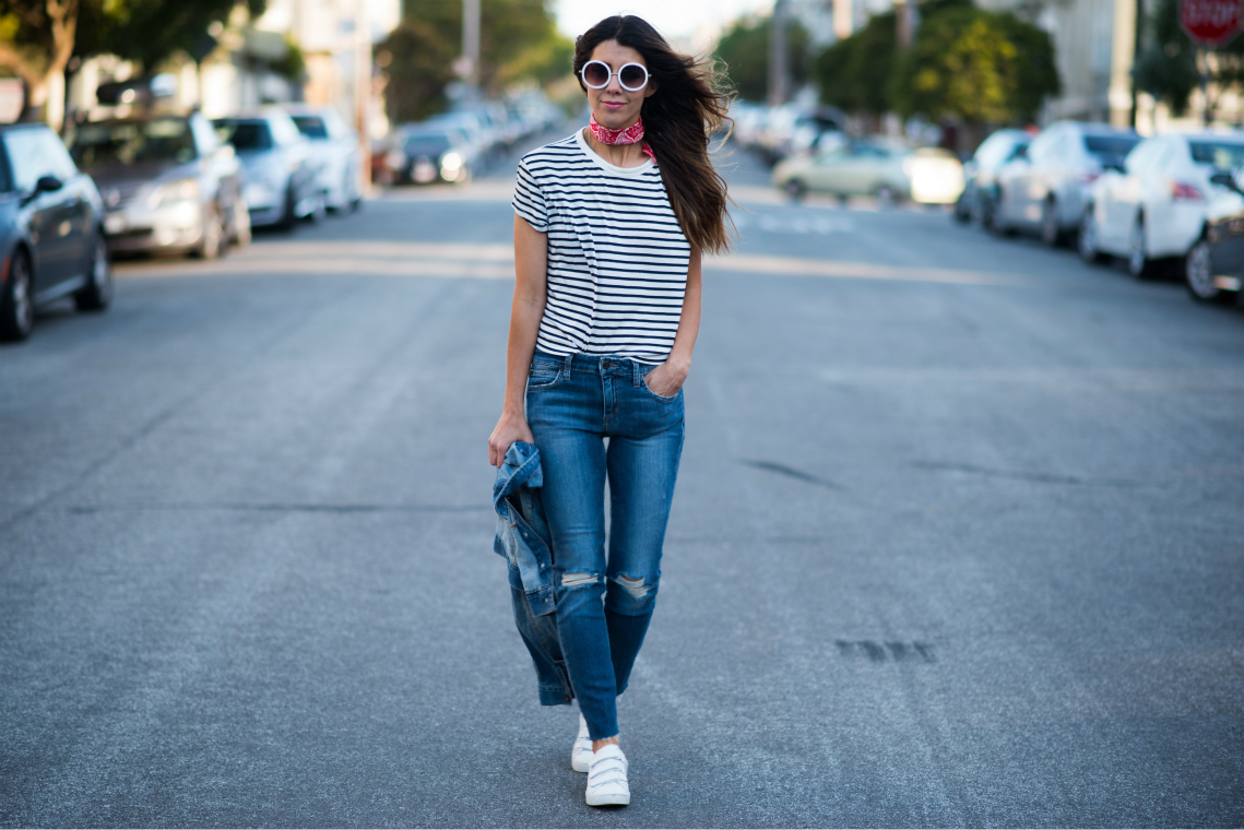 Striped Tee + Denim | The Girl in the Yellow Dress