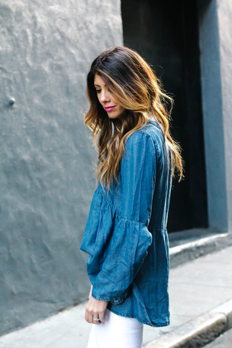 White Jeans + Chambray Top | The Girl in the Yellow Dress