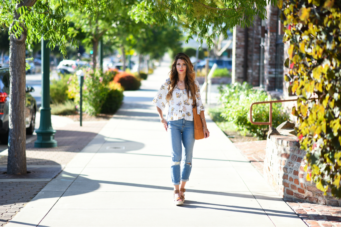 Ruffle Floral Blouse | The Girl in the Yellow Dress