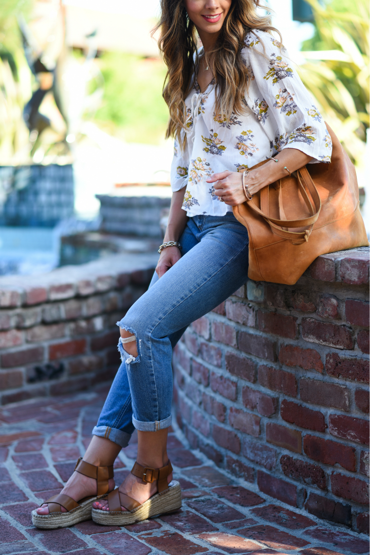 Ruffle Floral Blouse | The Girl in the Yellow Dress