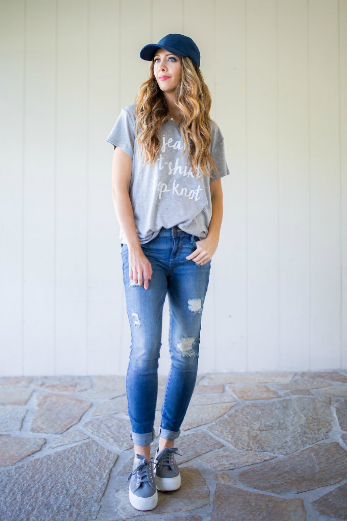 Distressed Jeans + Tee