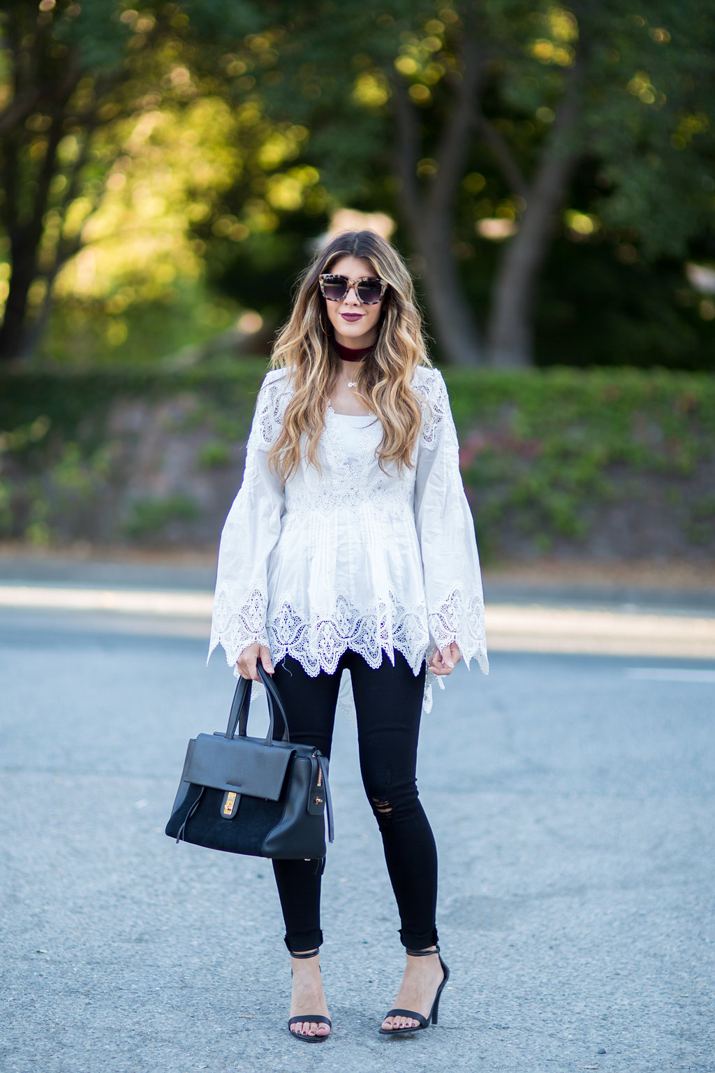 White Lace Top + Black Jeans | The Girl in the Yellow Dress