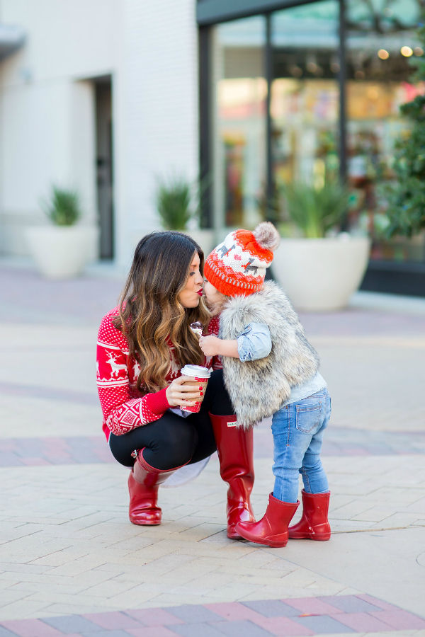 Matching in Red Hunter Boots