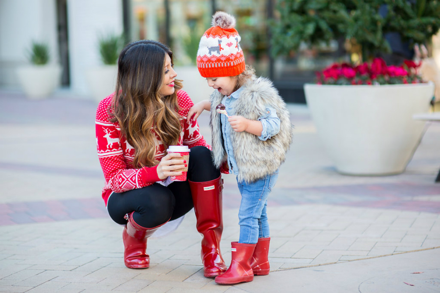 Matching in Red Hunter Boots