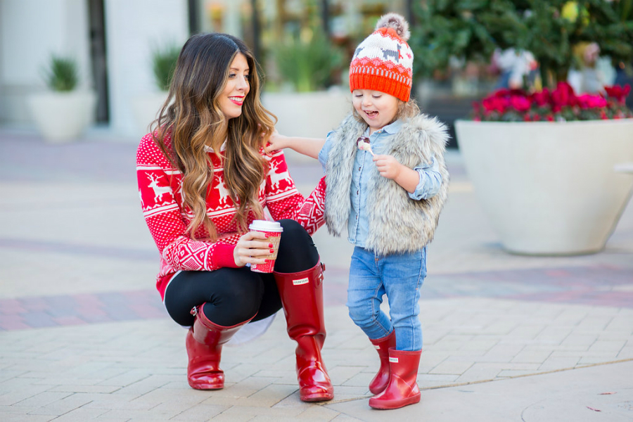 Matching in Red Hunter Boots