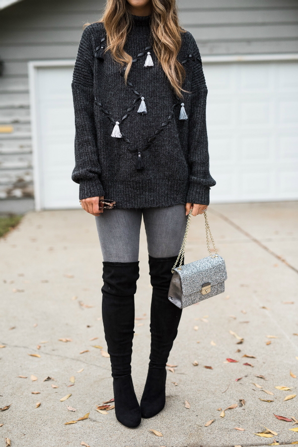 Oversized Sweater + OTK Boots. Winter Fashion